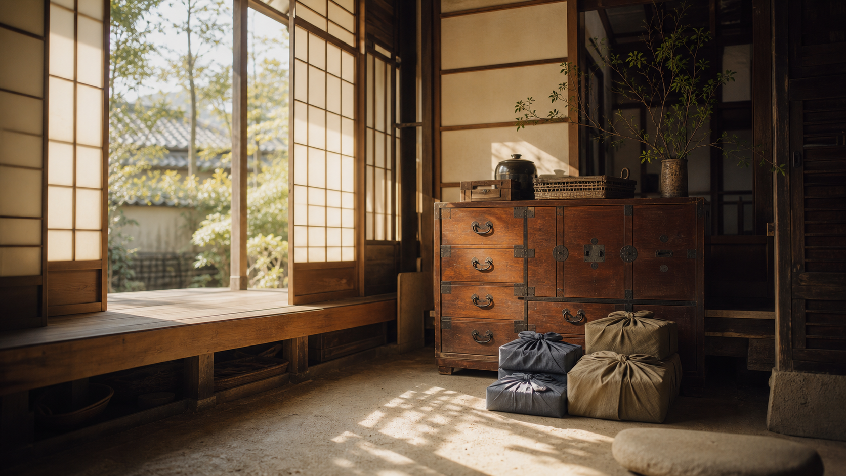 築年数を重ねた古い和家屋の縁側